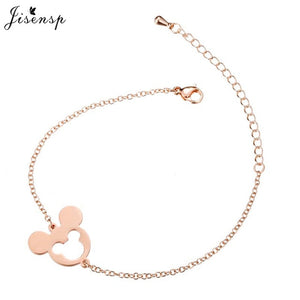 Jisensp Stainless Steel Mickey Bracelets for Women Everyday Jewelry World Map Charm Bracelet Heart Bracelet Femme Wedding Gift