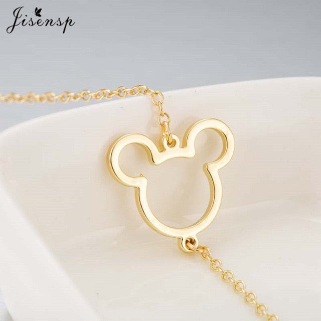 Jisensp Stainless Steel Mickey Bracelets for Women Everyday Jewelry World Map Charm Bracelet Heart Bracelet Femme Wedding Gift