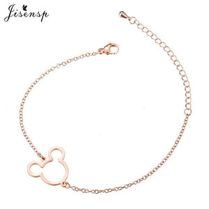 Jisensp Stainless Steel Mickey Bracelets for Women Everyday Jewelry World Map Charm Bracelet Heart Bracelet Femme Wedding Gift