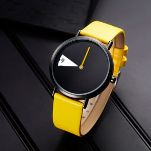 Sinobi Women Watch Creative Wristwatch Lady Clock Rotate Yellow Leather Band Wristwatches Clock Montres Femme Reloj Mujer