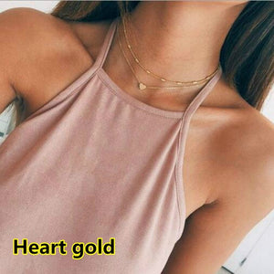 2019 Simple Love Heart Choker Necklace For Women Multi Layer Beads Chocker collar ras du cou collier femme Statement jewelry