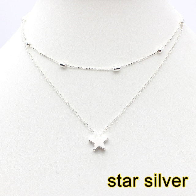 2019 Simple Love Heart Choker Necklace For Women Multi Layer Beads Chocker collar ras du cou collier femme Statement jewelry