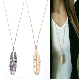 Simple Classic pendant Necklace Feather Necklace Long Sweater Chain Statement Jewelry choker Necklace for Women leaf Chocker