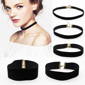 2019 Fashion Black Velvet Choker Necklace 90's plain Ribbon Gothic round Burlesque rope chain Statement Jewelry Retro for Women