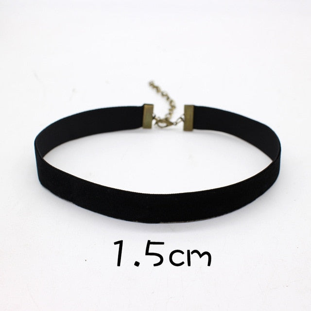 2019 Fashion Black Velvet Choker Necklace 90's plain Ribbon Gothic round Burlesque rope chain Statement Jewelry Retro for Women