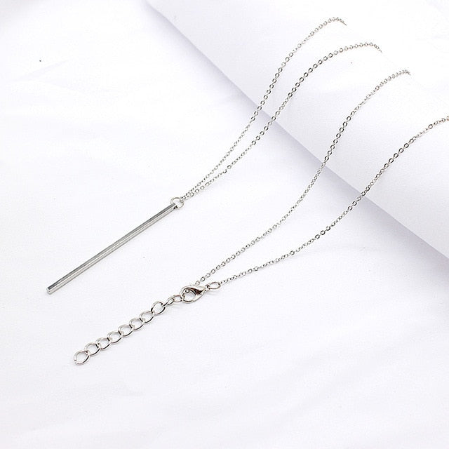 Simple long Stick Pendant Necklaces metal long Chain strip choker collana Kolye Bijoux Collares Mujer gargantilha Collier Femme