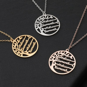 Personalized Tree Of Life Custom Name Necklace Stainless Steel Golden Family Tree Women Letter Necklace Jewelry Couple Gifts