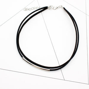 2019 New fashion Bending tube Velvet Choker Necklace Double layer Style Torque Black Short Leather Necklace Charm Collier Femme