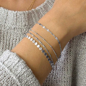 4pcs/set 2019 New Bohemia Bracelet set Multilayer Gold Silver Color Coin Chain Bracelets For Women Foot Chain Anklets Jewelry