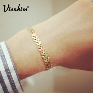 Vienkim 2018 Personality Women Jewelry Shell Slices Femme Accessories Bracelet Bangle Fish bone chain bracelet Hot new products