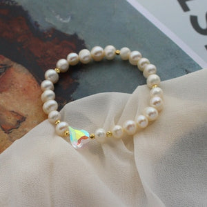 HUANZHI 2019 New Baroque Irregular Imitation Pearls Gold Metal Link Chain Bracelets for Women Girl Summer Party Jewelry