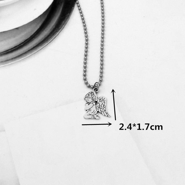 stainless steel beads chains cute rabbit Alien leaf dollars angel necklaces men punk vintage bear necklace women unisex gifts