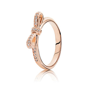 16 Style Women 925 Sterling Silver Rings With Rose Gold Bow Crown Love Crystal Ring For Women Jewelry Gift