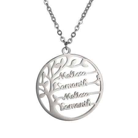 Personalized Tree Of Life Custom Name Necklace Stainless Steel Golden Family Tree Women Letter Necklace Jewelry Couple Gifts