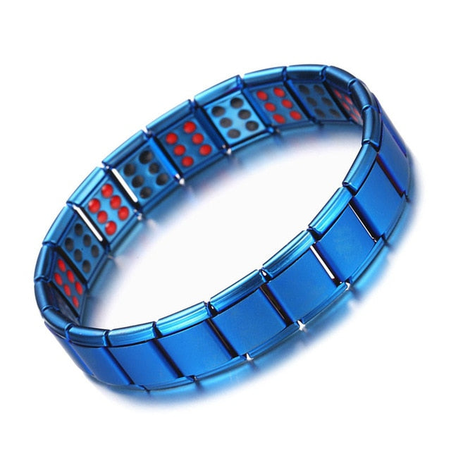 New 4 Color Blue Stainless Steel Chains Health Energy Balance Germanium Magnetic Bracelet For Men Male Bracelets Femme Jewelry