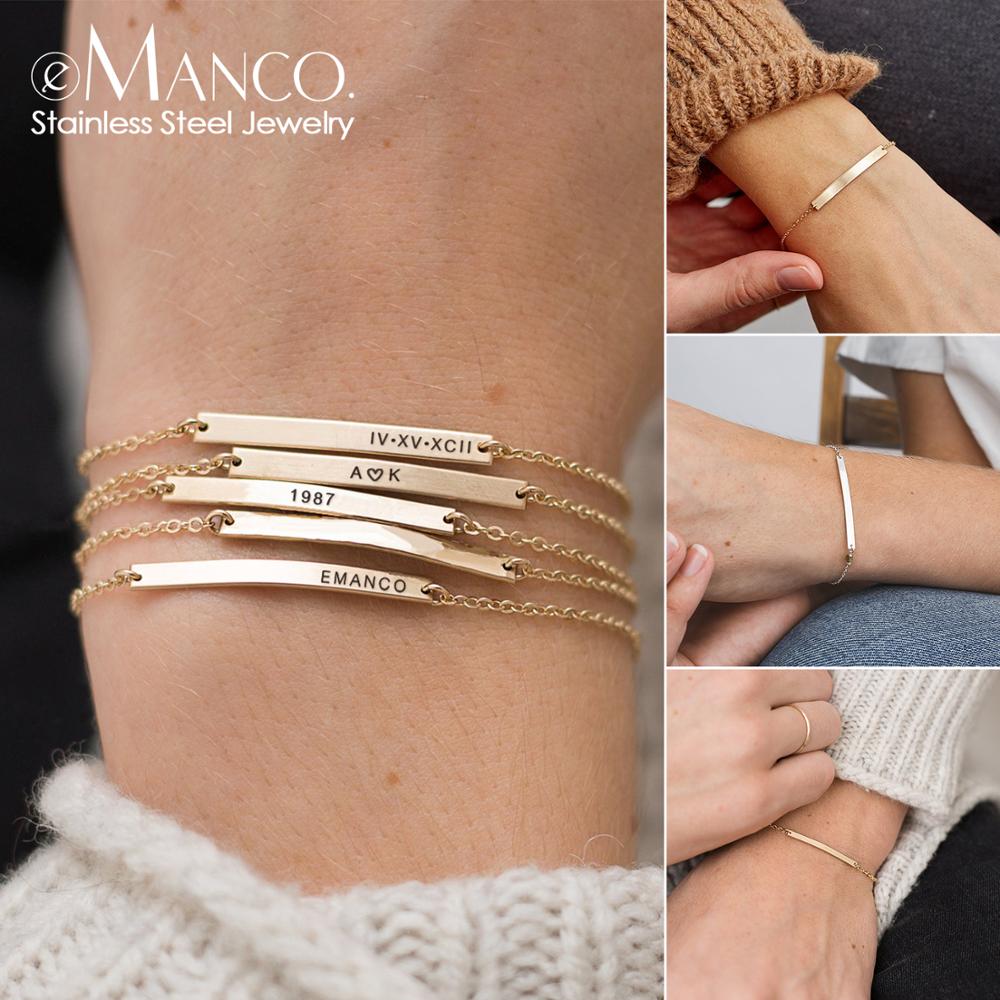 eManco DIY Name custom Stainless steel Bracelets for women initial personalized Multilayer Bracelet Best friend Bracelet Jewelry