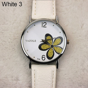 Yazole Watches Women 2019 Fashion Leather Strap Flower Female Clock Ladies Quartz Wrist Watch Montre Femme Relogio Feminino