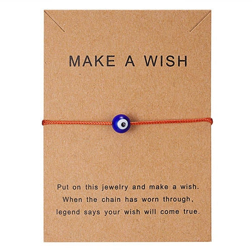 Rinhoo Make a Wish Blue Evil Eye Woven Paper Card Bracelet Women Adjustable Lucky Red String Bracelets Femme New Fashion Jewelry