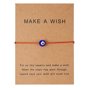 Rinhoo Make a Wish Blue Evil Eye Woven Paper Card Bracelet Women Adjustable Lucky Red String Bracelets Femme New Fashion Jewelry