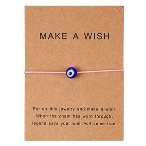 Rinhoo Make a Wish Blue Evil Eye Woven Paper Card Bracelet Women Adjustable Lucky Red String Bracelets Femme New Fashion Jewelry