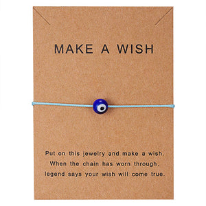 Rinhoo Make a Wish Blue Evil Eye Woven Paper Card Bracelet Women Adjustable Lucky Red String Bracelets Femme New Fashion Jewelry