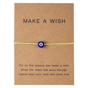 Rinhoo Make a Wish Blue Evil Eye Woven Paper Card Bracelet Women Adjustable Lucky Red String Bracelets Femme New Fashion Jewelry