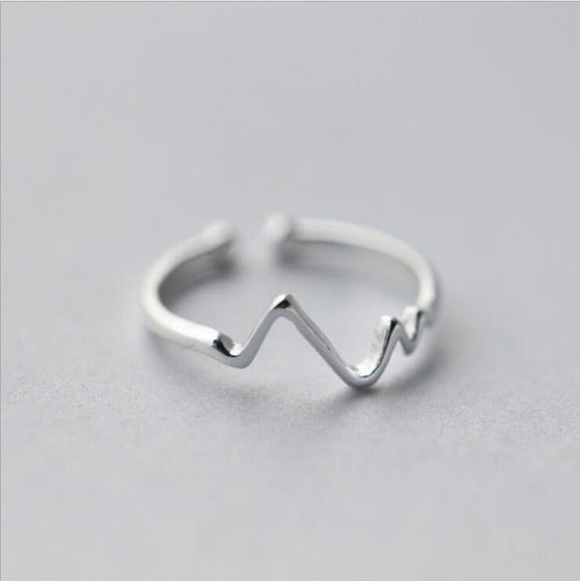 Jisensp Minimalist Jewelry Silver Geometric Rings for Women Adjustable Round Triangle Heartbeat Finger Ring bagues pour femme