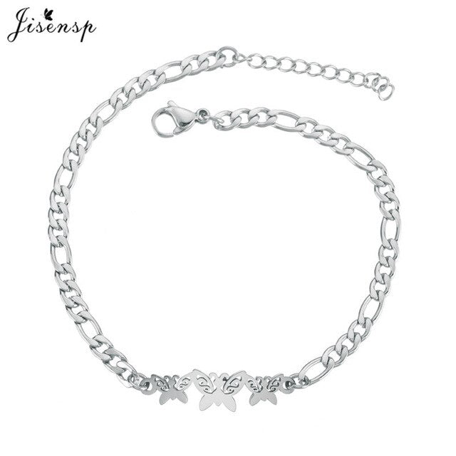 Jisensp Elephant Butterfly Bracelets Bangles Animal Chain Link Bracelet Female Stainless Steel Bracelets for Women Accessories