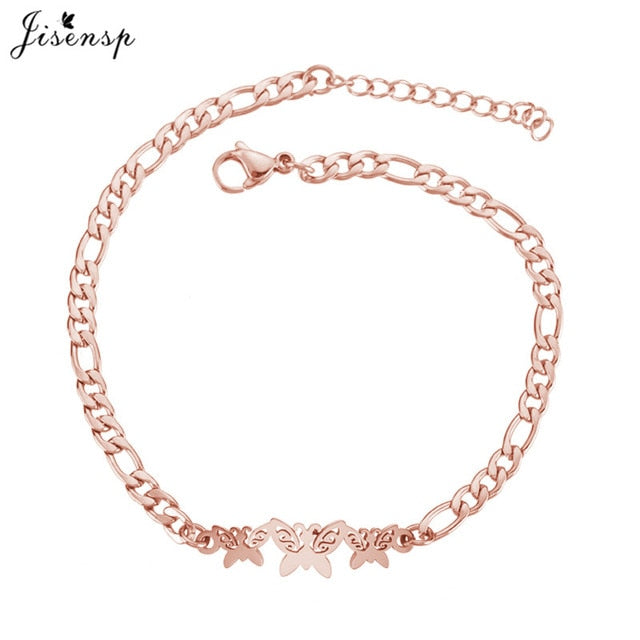 Jisensp Elephant Butterfly Bracelets Bangles Animal Chain Link Bracelet Female Stainless Steel Bracelets for Women Accessories