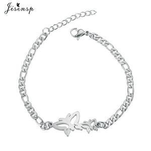 Jisensp Elephant Butterfly Bracelets Bangles Animal Chain Link Bracelet Female Stainless Steel Bracelets for Women Accessories