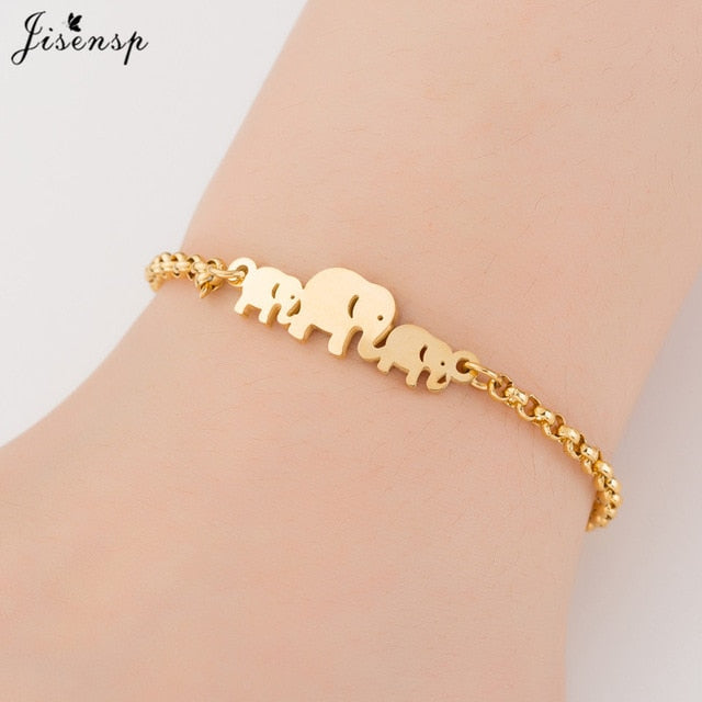 Jisensp Elephant Butterfly Bracelets Bangles Animal Chain Link Bracelet Female Stainless Steel Bracelets for Women Accessories