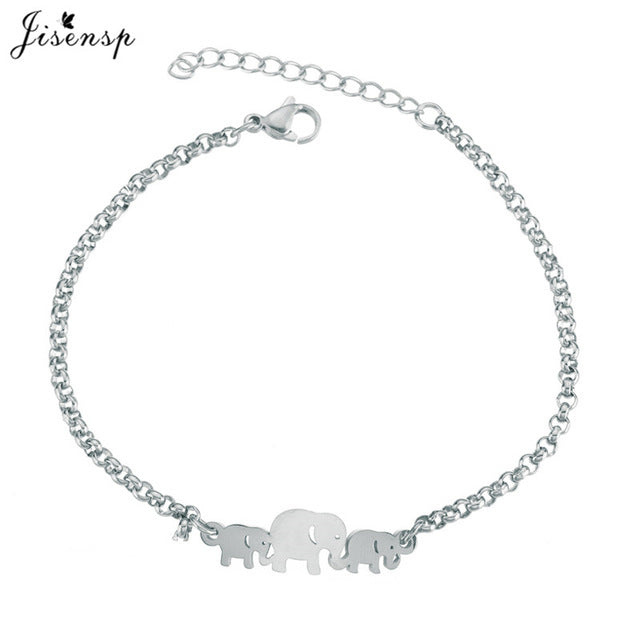 Jisensp Elephant Butterfly Bracelets Bangles Animal Chain Link Bracelet Female Stainless Steel Bracelets for Women Accessories