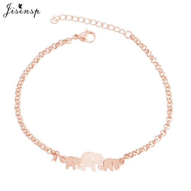 Jisensp Elephant Butterfly Bracelets Bangles Animal Chain Link Bracelet Female Stainless Steel Bracelets for Women Accessories