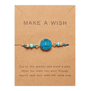 Make Wish Paper Card Hand-woven Lucky Red String Bracelet Femme Multicolor Natural Stones Bracelet for Women Friendship Jewelry