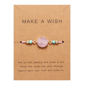 Make Wish Paper Card Hand-woven Lucky Red String Bracelet Femme Multicolor Natural Stones Bracelet for Women Friendship Jewelry