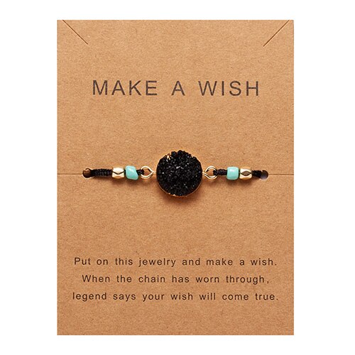 Make Wish Paper Card Hand-woven Lucky Red String Bracelet Femme Multicolor Natural Stones Bracelet for Women Friendship Jewelry