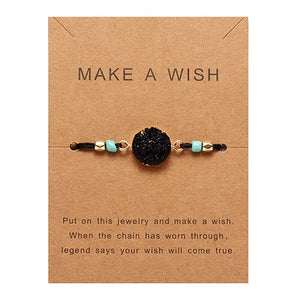 Make Wish Paper Card Hand-woven Lucky Red String Bracelet Femme Multicolor Natural Stones Bracelet for Women Friendship Jewelry