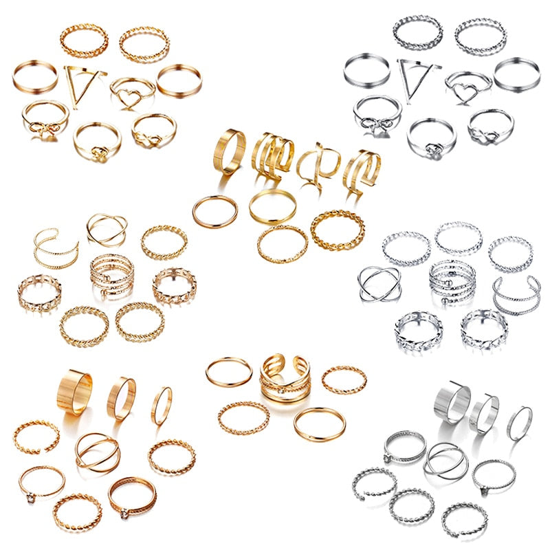 IF ME 30pcs/set Vintage Punk Gold Ring Set for Women Men Fashion Retro Antique Finger Ring Fashion Party Jewelry Lot 2019 NEW