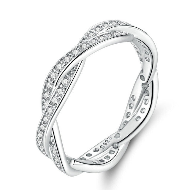 bamoer 8 STYLE BRAIDED PAVE LEAVES My Princess Queen Crown SILVER RING Twist Of Fate Stackable Ring ANNIVERSARY SALE 2019