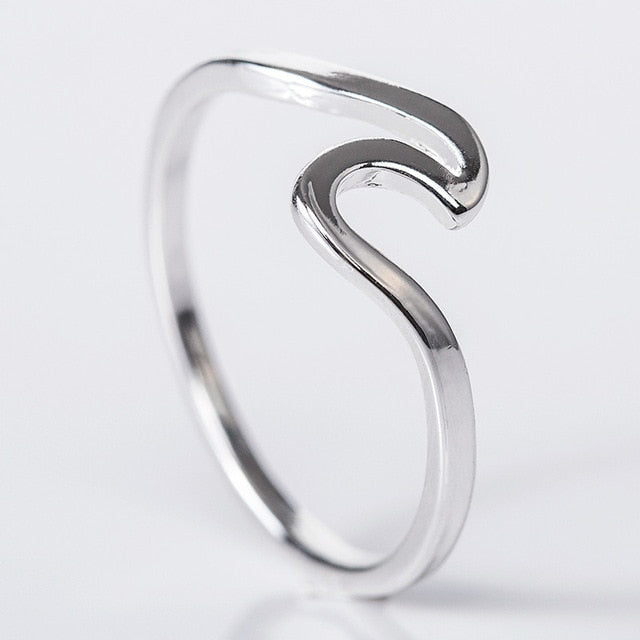 Fashion Simple Wave Rings for Women White Gold Color Wedding Jewelry  Ladies Gifts 2019 New Arrivals Dropshippping