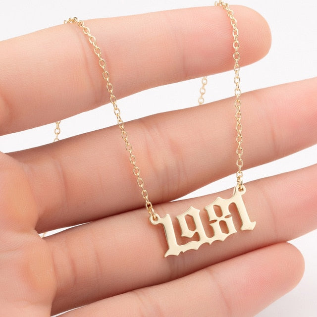 Women Personalized Necklace Special Date Year Number Necklace  girl1994 1995 1996 1997 1998 1999 from 1980 to 2002 chain Jewelry