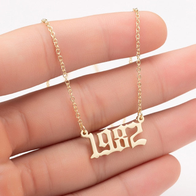 Women Personalized Necklace Special Date Year Number Necklace  girl1994 1995 1996 1997 1998 1999 from 1980 to 2002 chain Jewelry