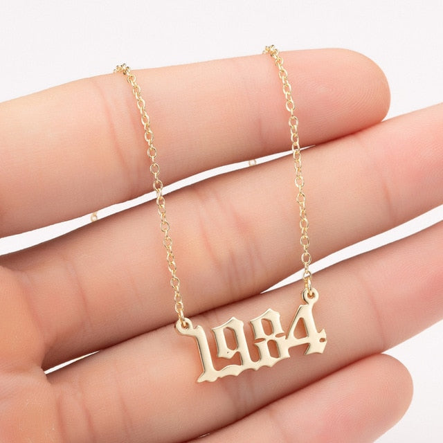 Women Personalized Necklace Special Date Year Number Necklace  girl1994 1995 1996 1997 1998 1999 from 1980 to 2002 chain Jewelry