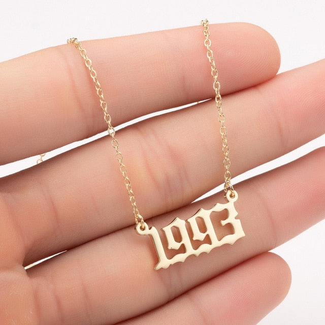 Women Personalized Necklace Special Date Year Number Necklace  girl1994 1995 1996 1997 1998 1999 from 1980 to 2002 chain Jewelry