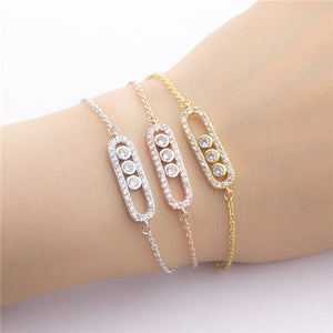 Stainless Steel Bracelet Femme Acier Inoxydable Charms 1& 3 Bead Geometric Gold Bracelets For Women Hand Bracelet Jewelry