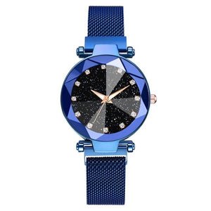 Luxury Starry Sky Stainless Steel Mesh Bracelet Watches For Women Crystal Analog Quartz Wristwatches Ladies Sports Dress Clock