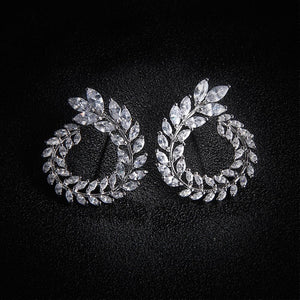 Luxury Brand New Fashion Olive Shape AAA+ Cubic Zircon Stud Earrings Branch Crystal Earings For Women Party Boucle d'oreille 119