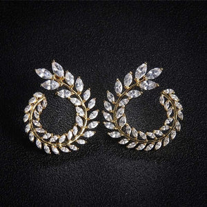 Luxury Brand New Fashion Olive Shape AAA+ Cubic Zircon Stud Earrings Branch Crystal Earings For Women Party Boucle d'oreille 119