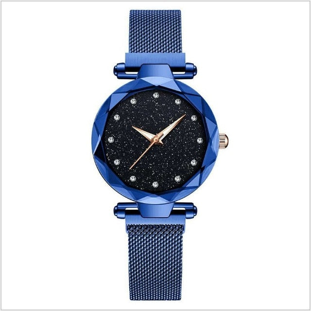 Top Brand Star Watch For Women Rose Gold Mesh Magnet Starry Sky Quartz Wristwatch Gradient Ladies Wrist Watches relogio feminino