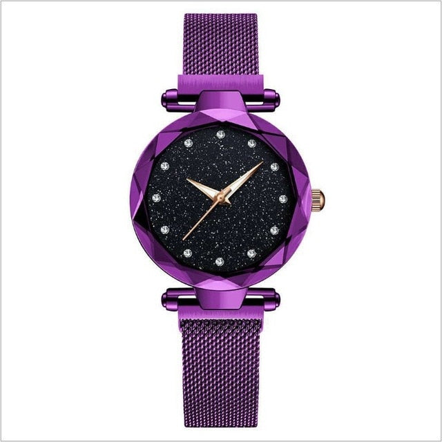 Top Brand Star Watch For Women Rose Gold Mesh Magnet Starry Sky Quartz Wristwatch Gradient Ladies Wrist Watches relogio feminino